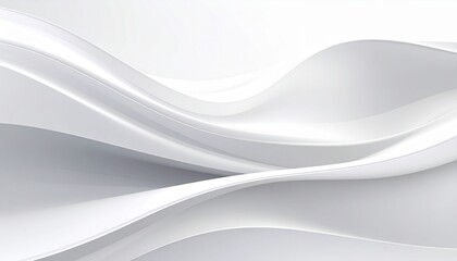 Poster - Flowing white waves abstract design digital art minimalist environment top-down viewpoint elegance and simplicity for modern aesthetics