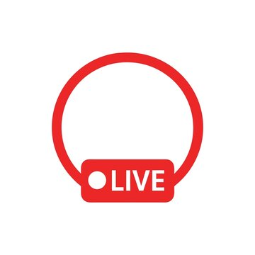 Red Live Stream Icon with Circle and Rectangle Design for Social Media Platforms Broadcasts and Streaming