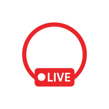 Live Stream Icon Vector Design Broadcasting and Social Media Element with Red Circle, Rounded Rectangle Shape and Live Text