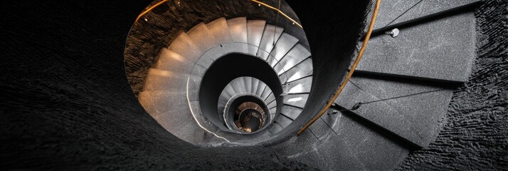 Poster - Spiral Staircase Designed in the Shape of a Brain Seen From Above Showcasing Unique Architectural Style and Creativity