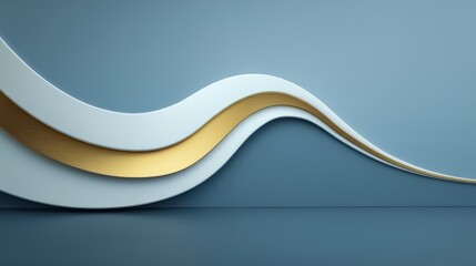 Poster - Blue and white wave with gold accents