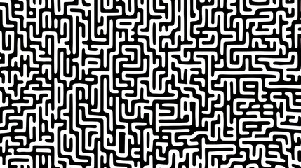 Poster - Maze of black and white lines. The lines are very thin and are very close together. The lines are in a zigzag pattern