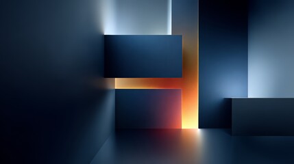 Aufkleber - Room with a blue wall and orange light