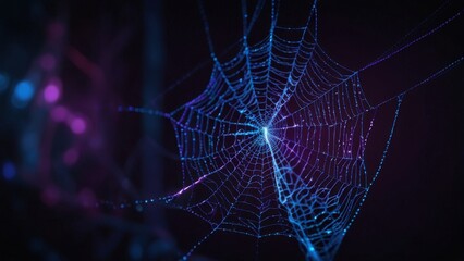 Glowing UV Spider Silk Web in Neon Colors with Intricate Thread Patterns