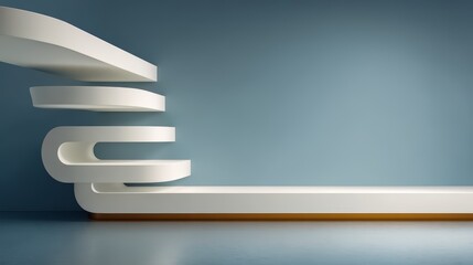 Poster - White wall with a blue background