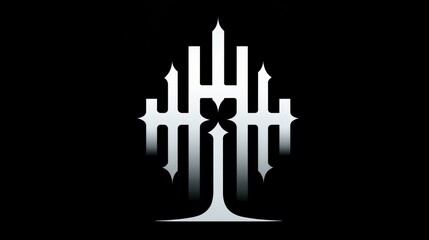 Aufkleber - Black and white image of a tree with a cross on it