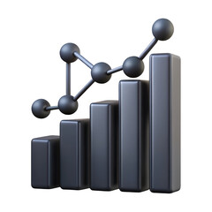 Poster - 3d bar chart with molecular structure isolated on transparent background