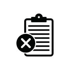 Poster - Rejected Document Clipboard Icon Flat Design Symbolizing Cancellation, Failure, or Negative Feedback on a Checklist or Form