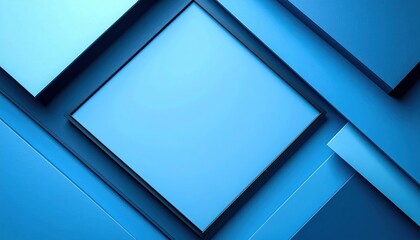 Aufkleber - Dynamic geometric shapes in cool blue tones abstract design digital art modern aesthetic top-down view visual harmony