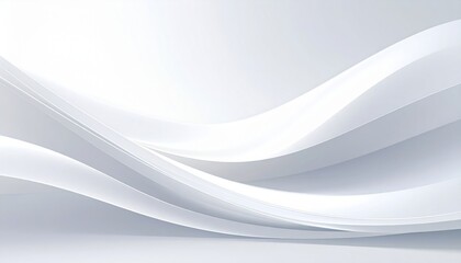 Poster - Flowing white curves abstract digital art modern design minimalist environment high-resolution viewpoint motion and elegance concept