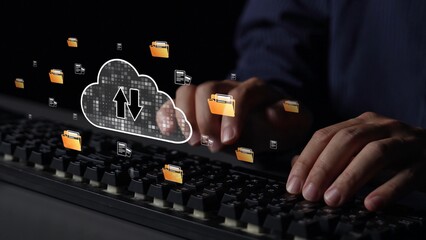 Poster - Cloud computing, cloud strategy, and cloud technology transforming digital infrastructure with scalable services, secure data storage, and cloud-based digital business solutions. Muxer