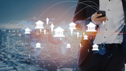 Poster - Online banking and digital banking innovation combining finance and technology, optimizing online banking systems, mobile banking services, and fintech for seamless experience. Muxer