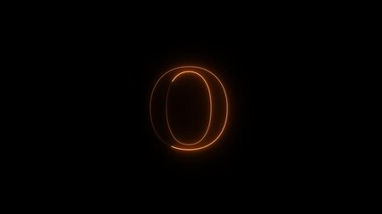 Poster - A bright, glowing number zero shines with a fiery neon light