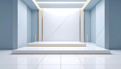 Aufkleber - Modern architectural showcase minimalist gallery interior design contemporary environment wide-angle view spatial concept for artistic display