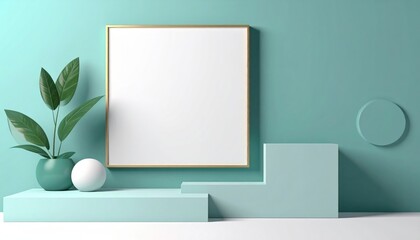 Poster - Stylish minimalist interior design with green accents modern living room decorative elements contemporary aesthetic viewpoint home decor concept