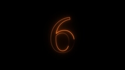 Poster - Vibrant glowing numeral six isolated on black, representing a stage, countdown, or key digital element