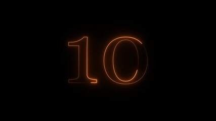 Poster - Bright digital number ten '10' glowing on dark background