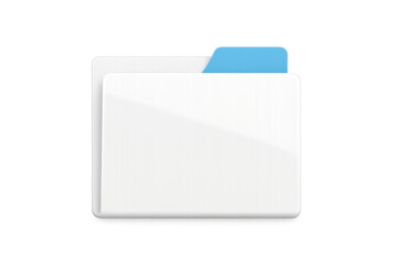 Poster - White folder icon featuring blue tab, set against transparent backdrop, optimized for ui design elements