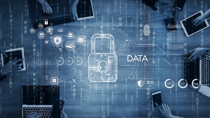 Poster - Cyber security protection and cyber security strategies against cyber threats, system hacks, digital breaches, network attacks, and safeguarding data with strong cyber security infrastructure. Muxer