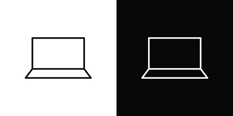 Laptop icon logo vector designs. icon set in a black and white strokes