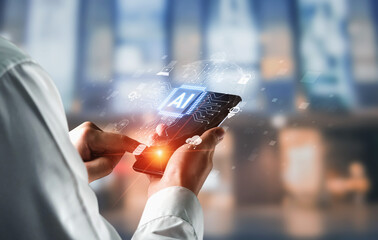 Poster - Global AI artificial intelligence transforms AI technology worldwide. Global artificial intelligence connects data, drives AI automation, and artificial intelligence empowers AI innovation. Vouch