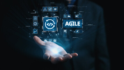 Poster - Agile project management using teams and agile planning for agile development. Agile enables flexibility, collaboration, and continuous improvement across modern workflows. Elide