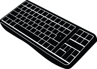 Poster - Black computer keyboard silhouette isolated on transparent background