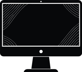 Poster - Black silhouette of a modern computer monitor isolated on transparent background