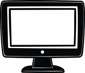 Poster - Black silhouette of a modern computer monitor isolated on transparent background silhouette