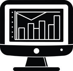 Poster - Computer monitor displaying a financial graph silhouette isolated on transparent background