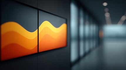 Poster - A wall with two orange and black graphs on it