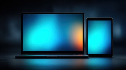 Poster - Two laptops and a tablet are displayed on a table