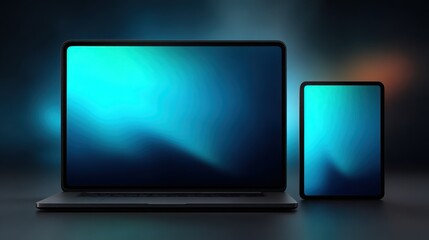 Poster - Two laptops and a tablet are displayed on a table