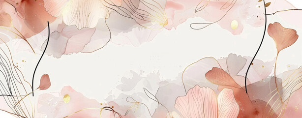 Poster - Stunning Watercolor Abstract Floral Design Featuring Soft and Delicate Peach Tones for an Elegant Aesthetic
