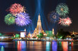 Happy new year 2016,Countdown 2016 at Wat ArunTemple,Fireworks,Wat Arun at a light,Bangkok,Thailand