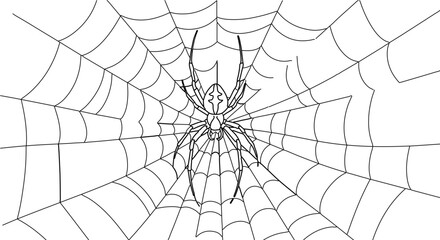 Spiderweb vector illustration for halloween spider web design and creepy arachnid theme black and white art