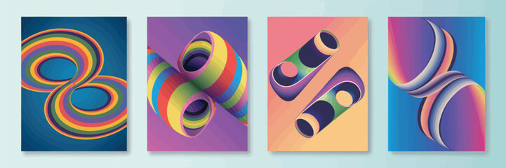 Poster - Colorful Abstract Cover Designs: A collection of vibrant and dynamic abstract cover designs, each featuring bold shapes and gradients, evoking a sense of energy and modern style.
