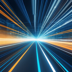 web development concept with abstract high speed technology pov motion blur