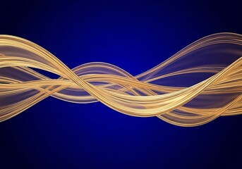 Poster - Abstract gold waves against a deep blue background creating a modern aesthetic