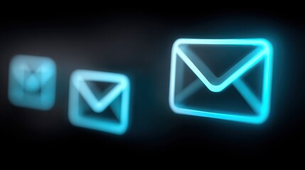 Poster - Three blue envelopes with a light blue background