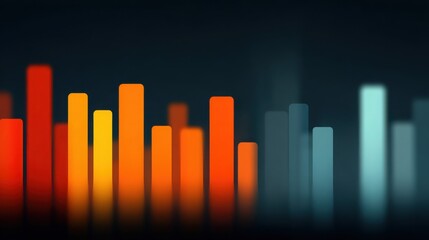 Poster - A series of orange and blue bars are shown in a black background