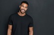 © Olena - Stylish Latin Man in His 30s Posing with Customizable Black T-Shirt Mock-Up