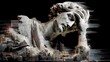 © Supachok - deconstructed marble statue dissolving into pixel noise and data corruption, glitch art overlay creating eerie beauty from decay, modern digital vandalism