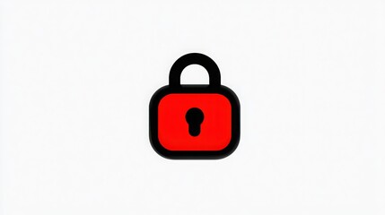 Poster - A red lock with a keyhole on a white background
