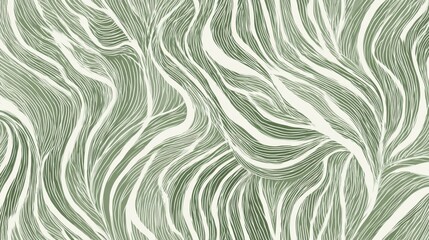 Poster - Green wavy lines intertwining, generating organic abstract pattern, suggesting natural texture and fluid design potential for graphic projects