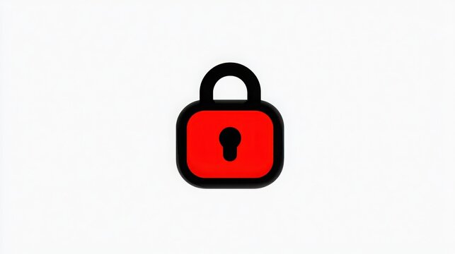 A red lock with a keyhole on a white background