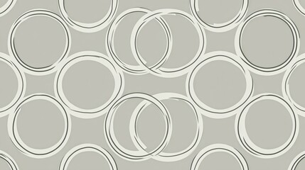 Poster - Geometric grey and white interlocking circles forming seamless pattern, representing contemporary minimalist design for textile, wallpaper, and packaging backgrounds