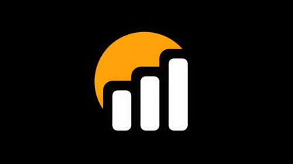 Poster - A black and orange logo with three bars and a sun