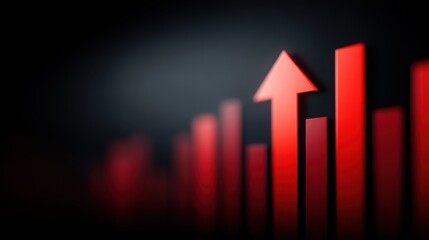 Poster - A red arrow is pointing upwards on a black background