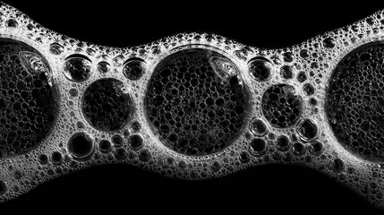 Aufkleber - sudsy foam bubbles creating dynamic wavy patterns against dark backdrop, representing cleanliness, h